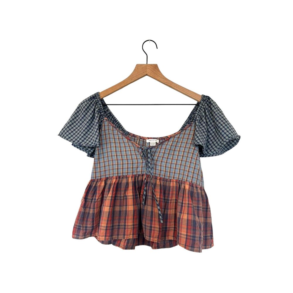 American Eagle Babydoll Off The Shoulder Ruffle Sleeve Boho Crop Top Size XS